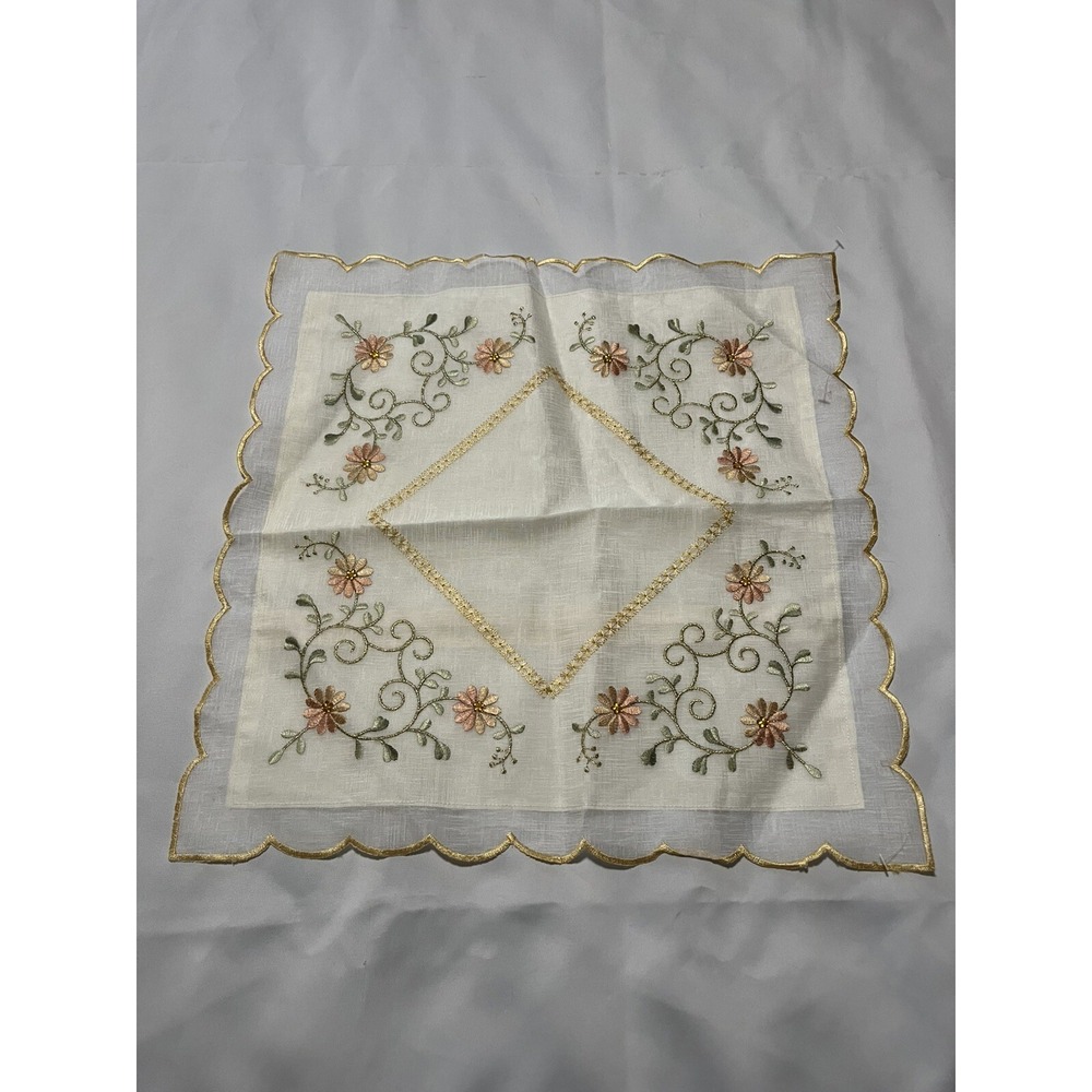 Vintage Embroidered Pillow Case , Living Room , Cottage Core  , Lace‎